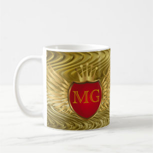 Caneca De Café Botão RETRO DOURADAS ASAS + seu monograma
