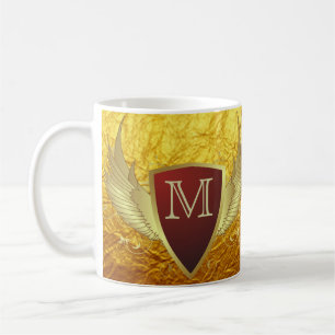 Caneca De Café Botão RETRO DOURADO ASAS II + seu monograma