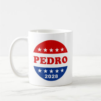Caneca De Café Botão Retro Vermelho Azul Branco Pedro 2028