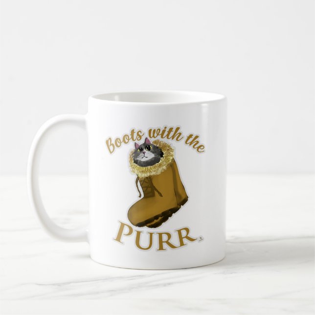 Caneca De Café Botas Com Kit de Diversão de Gatinho da Moda Diver (Esquerda)