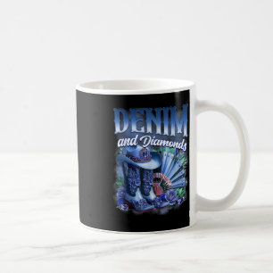 Caneca De Café Botas Country Western Cowgirl Denim E Diamantes P
