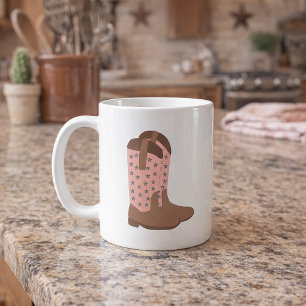 Caneca De Café Botas de Cowboy Modernas Ocidentais com Estrelas d