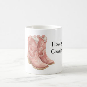 Caneca De Café Botas de Cowboy Vaqueira Vermelha