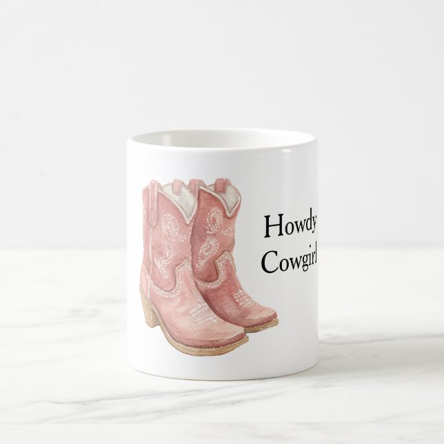 Caneca De Café Botas de Cowboy Vaqueira Vermelha (Centro)