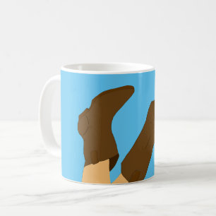 Caneca De Café Botas de vaqueiro em fundo azul claro