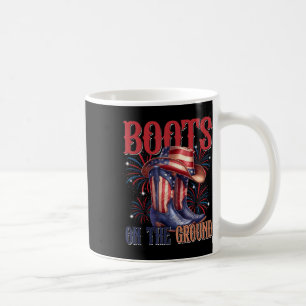 Caneca De Café Botas No Chão Vaqueira Bandeira Ocidental 4 De Jul