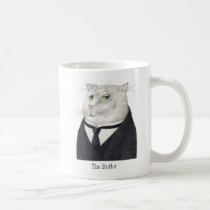 Caneca De Café BOTLER CAT White Mug + Texto