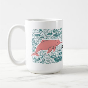 Caneca De Café Boto Golfinho do Rio Rosa Arte da Vida Selvagem Sa