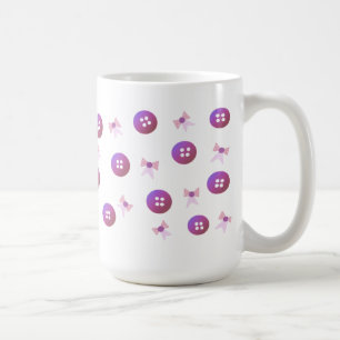 Caneca De Café Botões e Laços Roxos e Rosas