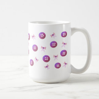 Caneca De Café Botões e Laços Roxos e Rosas