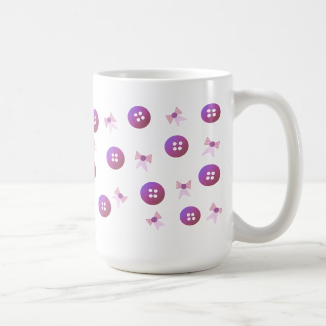 Caneca De Café Botões e Laços Roxos e Rosas (Direita)