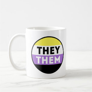 Caneca De Café Botões Não-binários - Eles