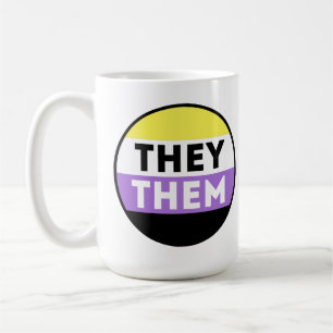 Caneca De Café Botões Não-binários - Eles