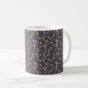 Caneca De Café Botões Rosa Delicados em Ramos Castanhos