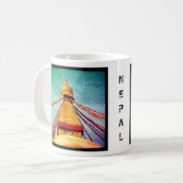 Caneca De Café Boudhanath Stupa, Buddha Eyes, Kathmandu, Nepal