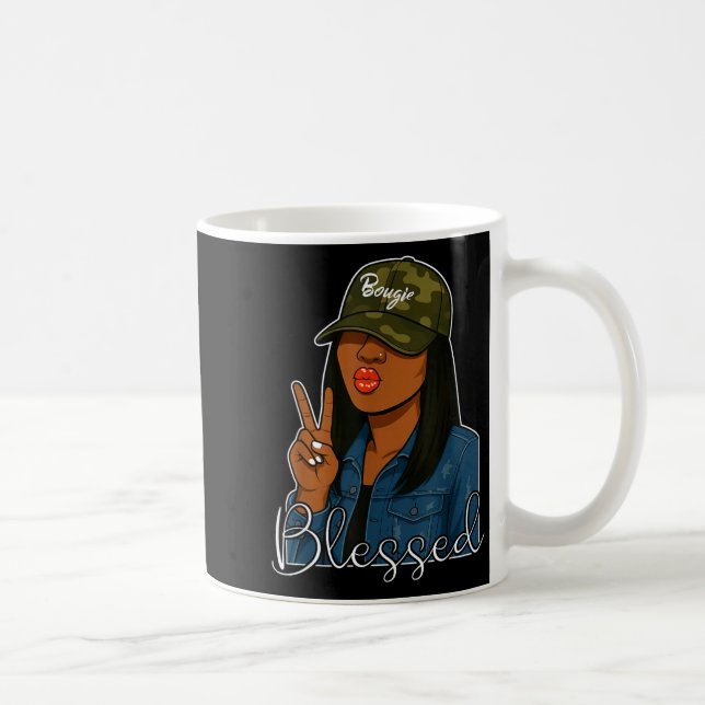 Caneca De Café Bougie Blessed Camo Hat Christian Black Woman  (Direita)