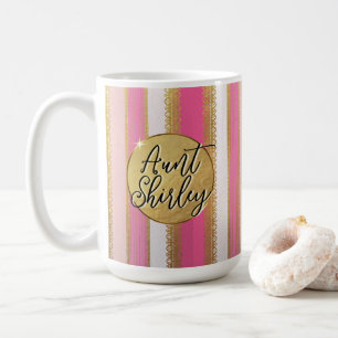 Caneca De Café Bougie Rosa Stripes Café Personalizado