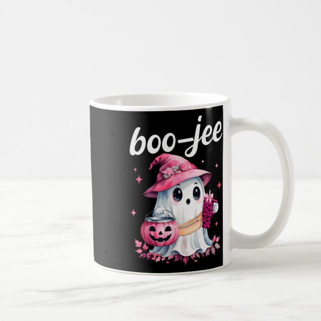 Caneca De Café Boujee Boo Jee Spooky Ghost Pink Halloween Pumpkin (Direita)