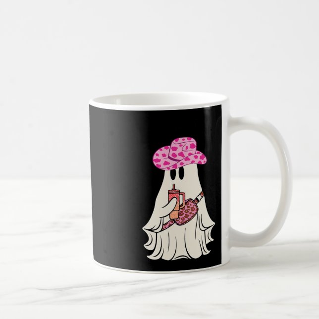 Caneca De Café Boujee Boo Jee Spooky Ghost Rosa Halloween Leopard (Direita)