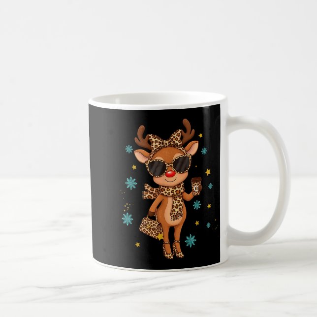 Caneca De Café Boujee Reindeer Christmas Leopard Funny Gift Women (Direita)