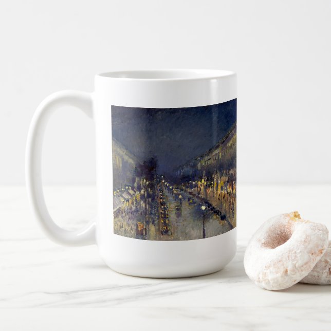 Caneca De Café Boulevard Montmartre na Night Pissarro (Com Donut)