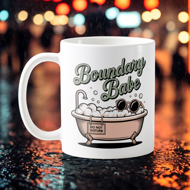Caneca De Café Boundary Babe | Funny Emotional Boundaries Bathtub (Criador carregado)