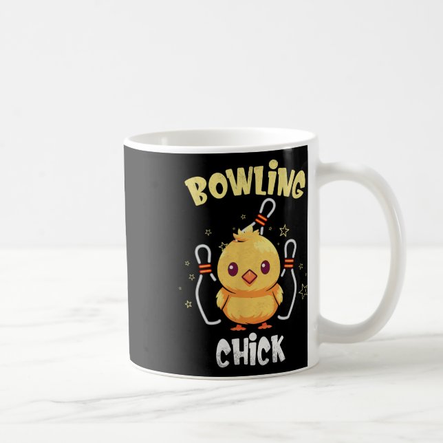Caneca De Café Bowling Chick Funny Chicken Athlete Bowler Men Wom (Direita)