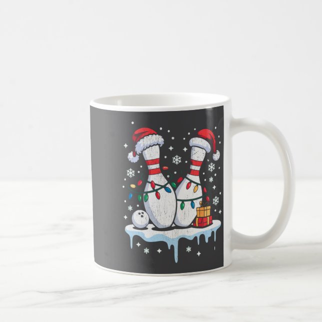 Caneca De Café Bowling Santa Hat Funny Christmas Long Sleeve  (Direita)