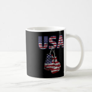 Caneca De Café Boxando Luvas E Bandeira Americana Para As Mulhere