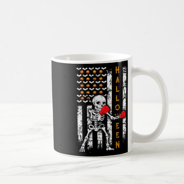 Caneca De Café Boxe de Esqueleto Halloween Boxeador Kickboxing Mm (Direita)
