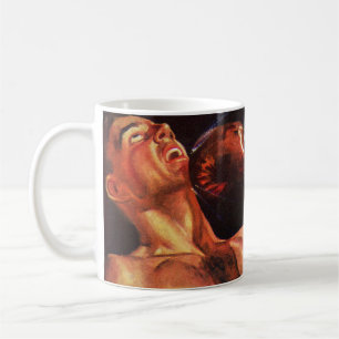 Caneca De Café Boxe Esportiva Vintage, Lutadores de Boxe Socando