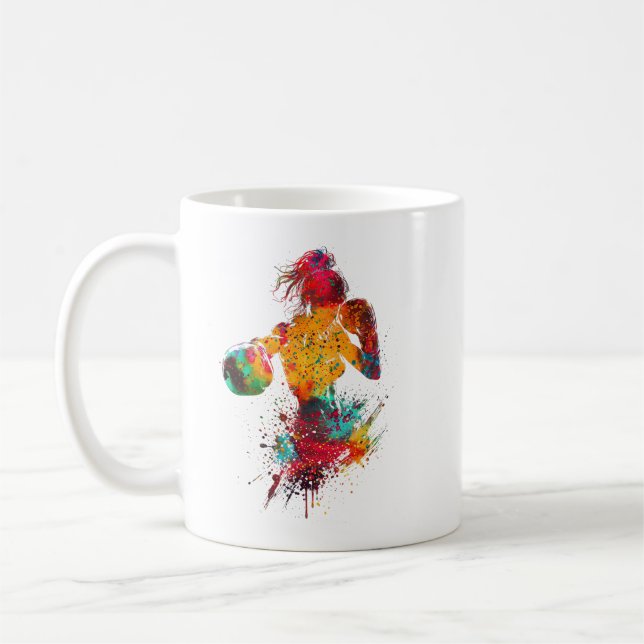 Caneca De Café Boxeadora Feminina (Esquerda)