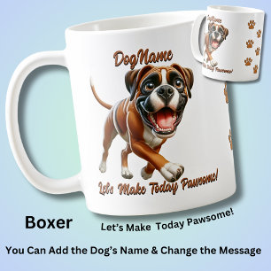 Caneca De Café Boxer - Adicionar Nome do Cachorro, Alterar Texto