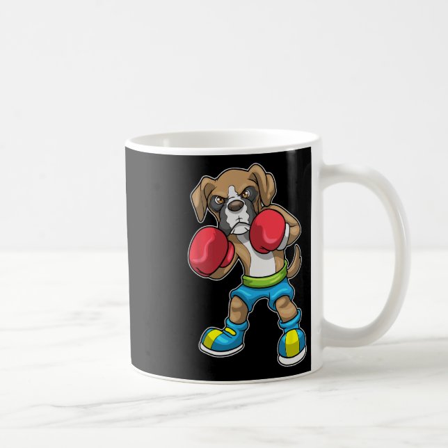Caneca De Café Boxer De Cães Boxando Luvas Boxando Para Homens Me (Direita)