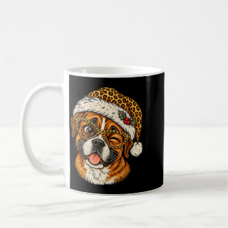 Caneca De Café Boxer de Natal Engraçado com Chapéu de Papai Noel 