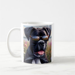Caneca De Café Boxer Dog Fofo com Óculos de Sol