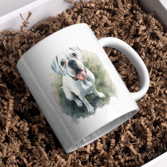 Caneca De Café Boxer Dog in Watercolor (Criador carregado)