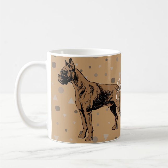 Caneca De Café Boxer Dog Mug – Modern Geometric Boxer Illustratio (Esquerda)