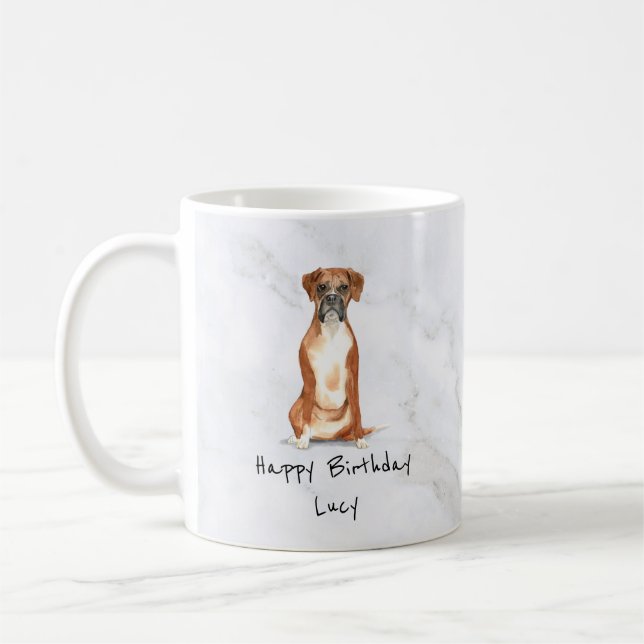Caneca De Café Boxer Dog Personalised Mug (Esquerda)