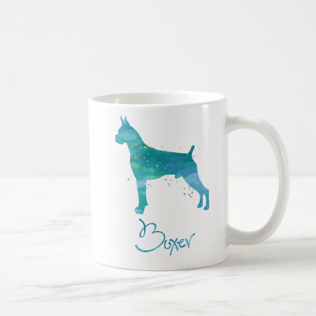 Caneca De Café Boxer Dog Watercolor (Direita)
