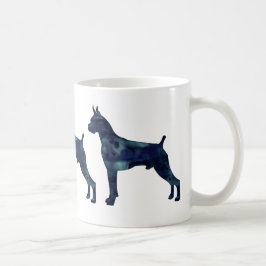 Caneca De Café Boxer Dog Watercolor Patterna Geométrica Silhouett