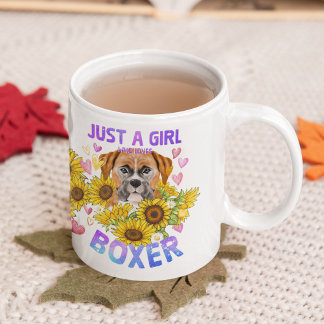 Caneca De Café Boxer Lover Sunflower Dog Trainer Floral