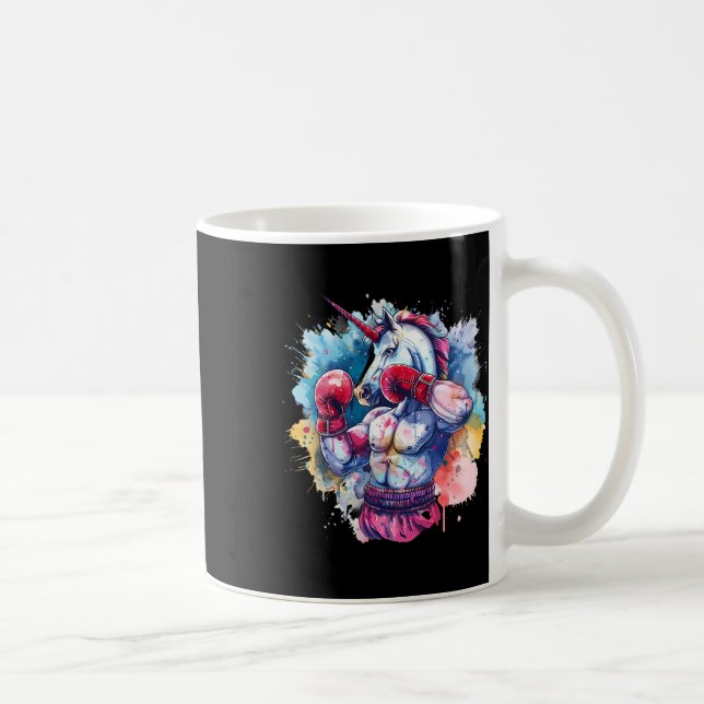 Caneca De Café Boxer Unicorn With Boxing Gloves Kickboxing Funny  (Direita)