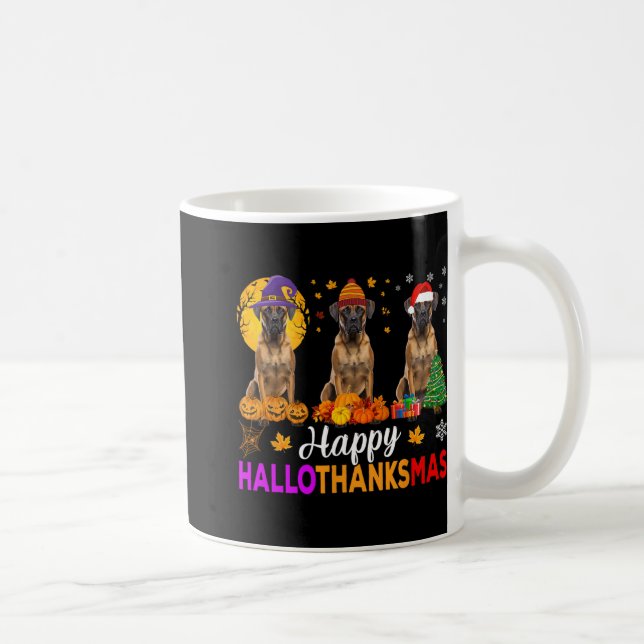 Caneca De Café Boxin Dog Halloween Hallothanksmas (Direita)