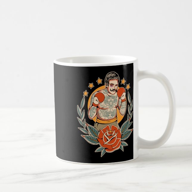 Caneca De Café Boxin Flash Edgy Boxin da Tatuagem Tradicional Ame (Direita)