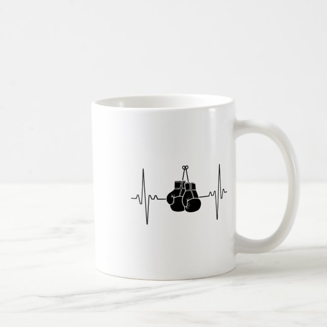 Caneca De Café Boxing Heartbeat Line Punch Design (Direita)