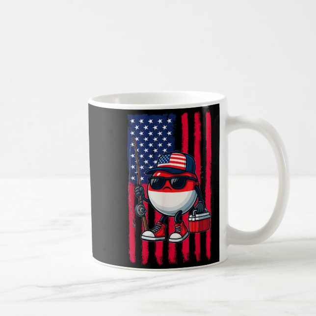 Caneca De Café Boys Fishing Rod American Flag Patriotic Fishing F (Direita)