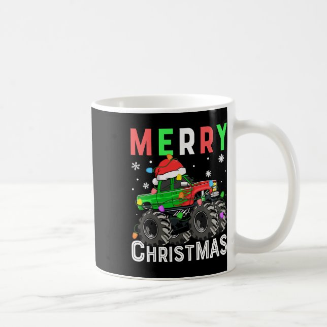 Caneca De Café Boys Monster Truck Feliz Natal Santa Hat Kids (Direita)