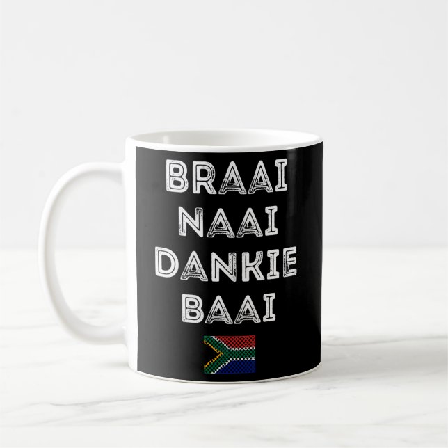 Caneca De Café Braai Naai Dankie Baai África do Sul Afrikaans (Esquerda)