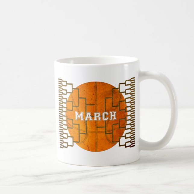 Caneca De Café Bracketologia Marcha de Basquete Atenção (Direita)
